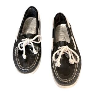 Sperry Black Patent Leather Topsider Loafer Moccasin Non-stick Boat Shoes